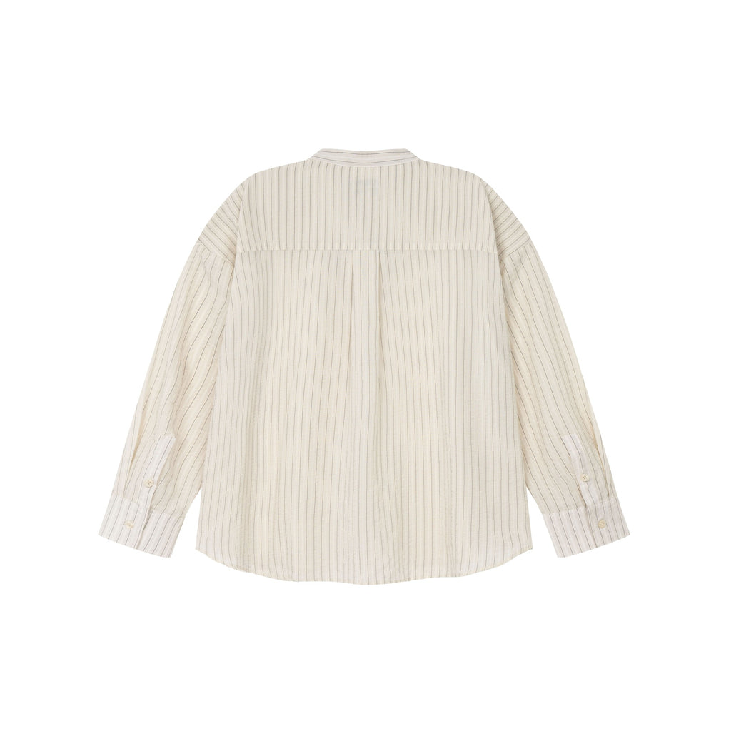 OWST Band Collar Shirt White Striped