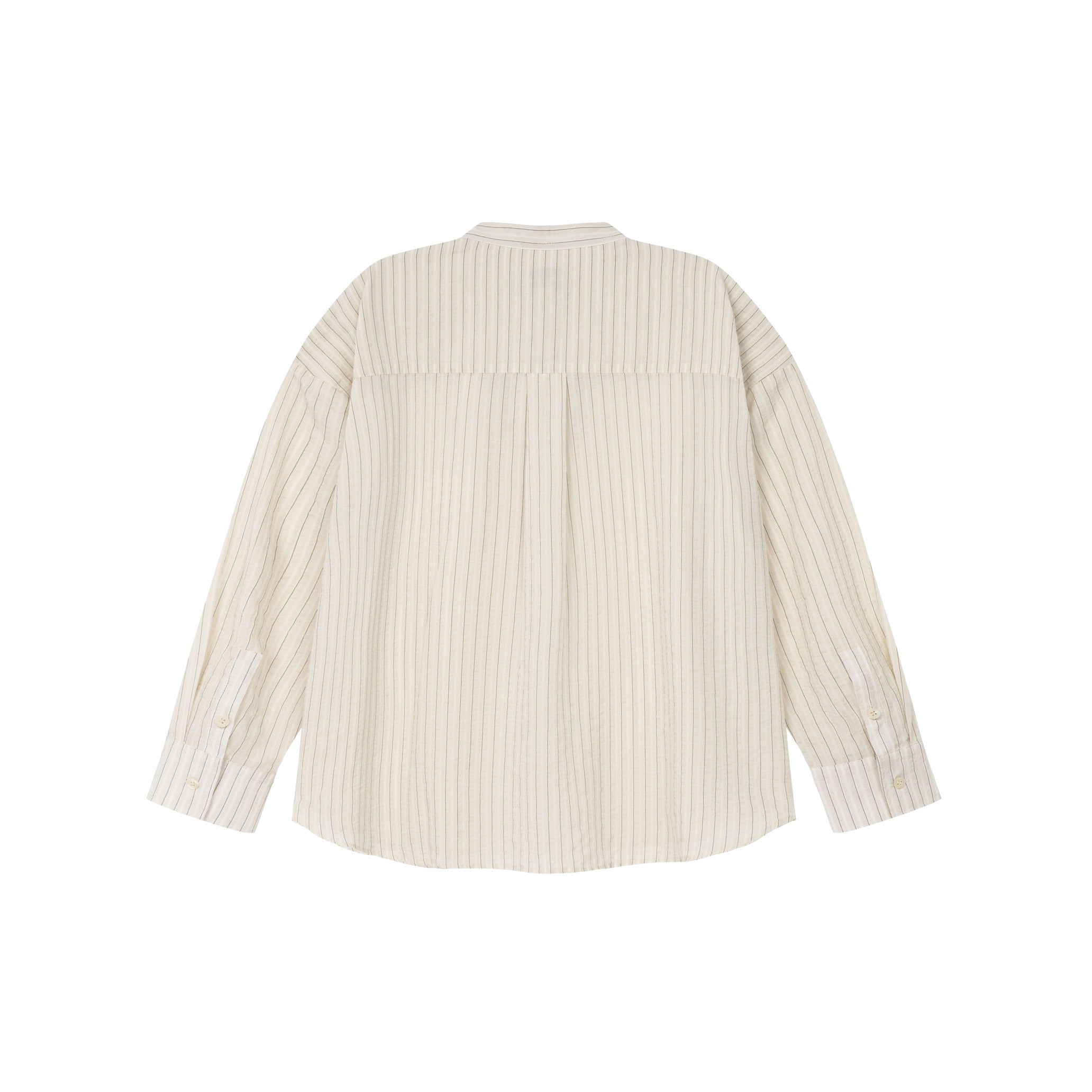 OWST Band Collar Shirt White Striped