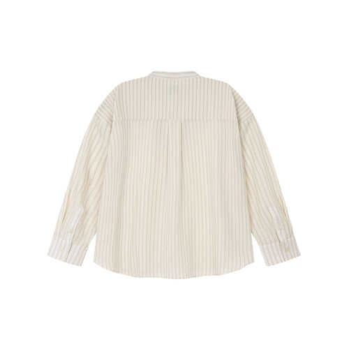 OWST Band Collar Shirt White Striped